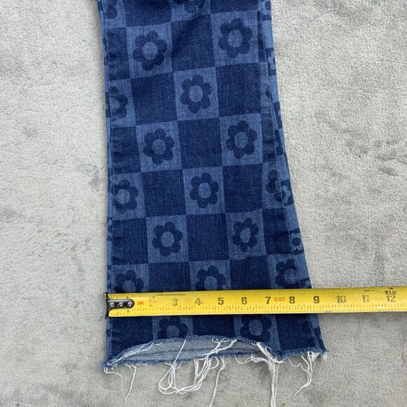 Jaded London Jeans Womens 25x26” Skinny Flare Retro Print Checkered Floral Denim - Picture 6 of 16